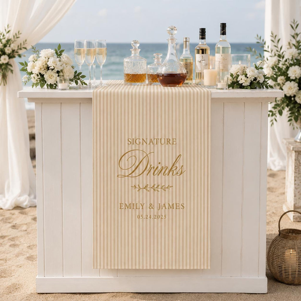 Personalized Wedding Bar Runner, Satin Signature Drinks Decor, Custom Event Signage - product image 9
