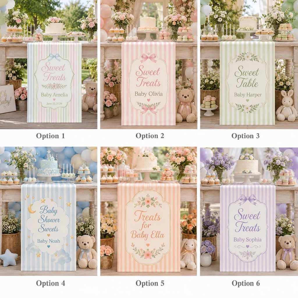 Personalized Baby Shower Sweet Treats Table Runner, Custom Party Decor - product image 2