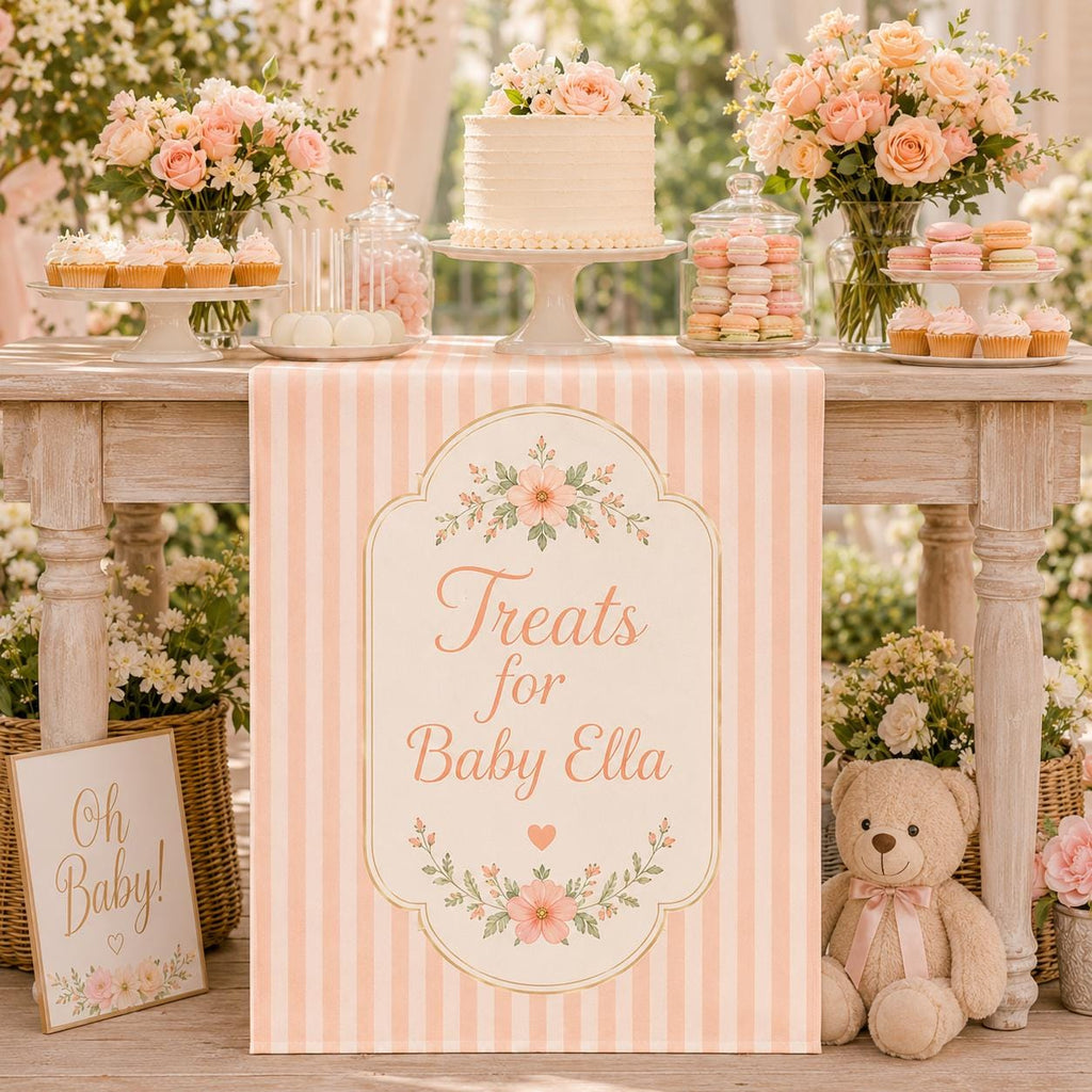 Personalized Baby Shower Sweet Treats Table Runner, Custom Party Decor - product image 7