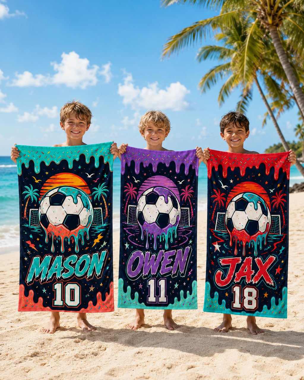 Personalized Soccer Beach Towel, Custom Name Pool Towel, Quick-Dry Plush Summer Gift - product image 5