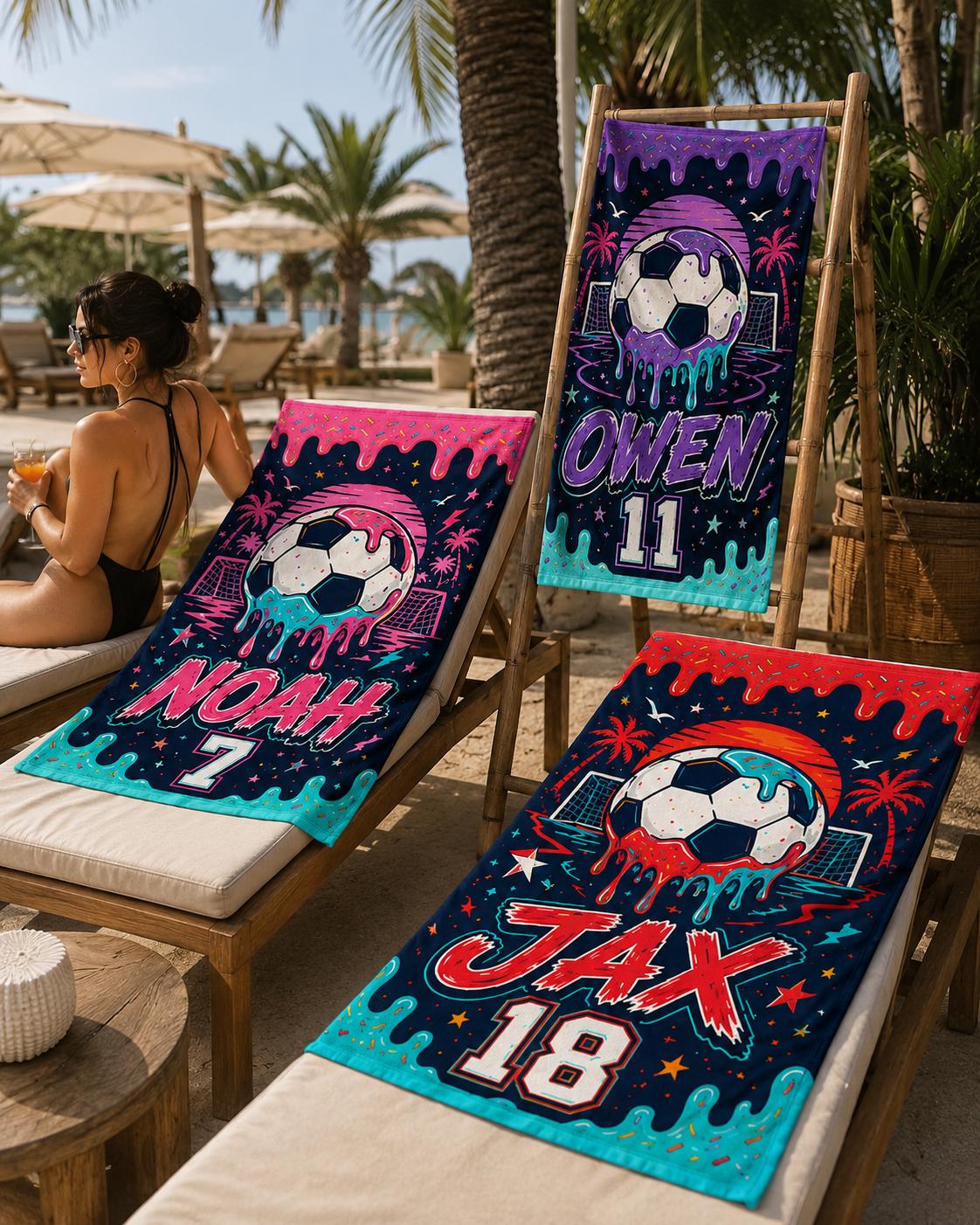 Personalized Soccer Beach Towel, Custom Name Pool Towel, Quick-Dry Plush Summer Gift - product image 8