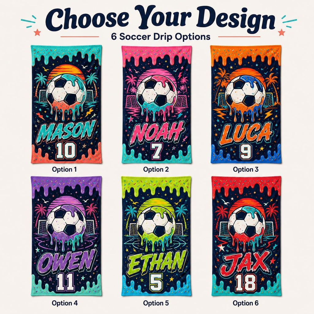 Personalized Soccer Beach Towel, Custom Name Pool Towel, Quick-Dry Plush Summer Gift - product image 2