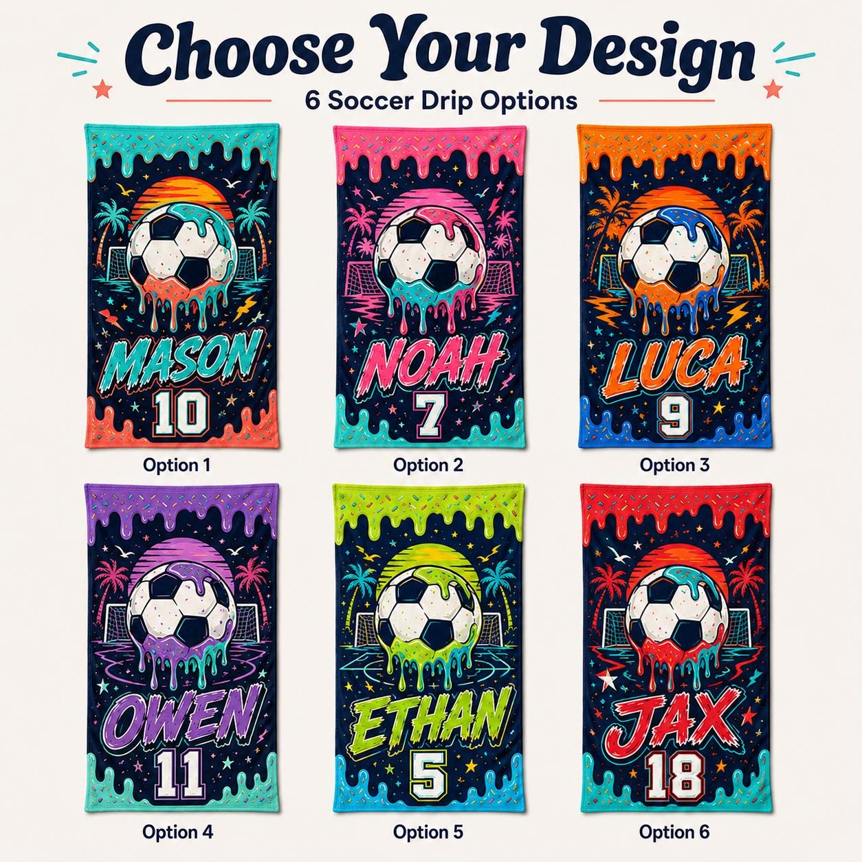 Personalized Soccer Beach Towel, Custom Name Pool Towel, Quick-Dry Plush Summer Gift - product image 2