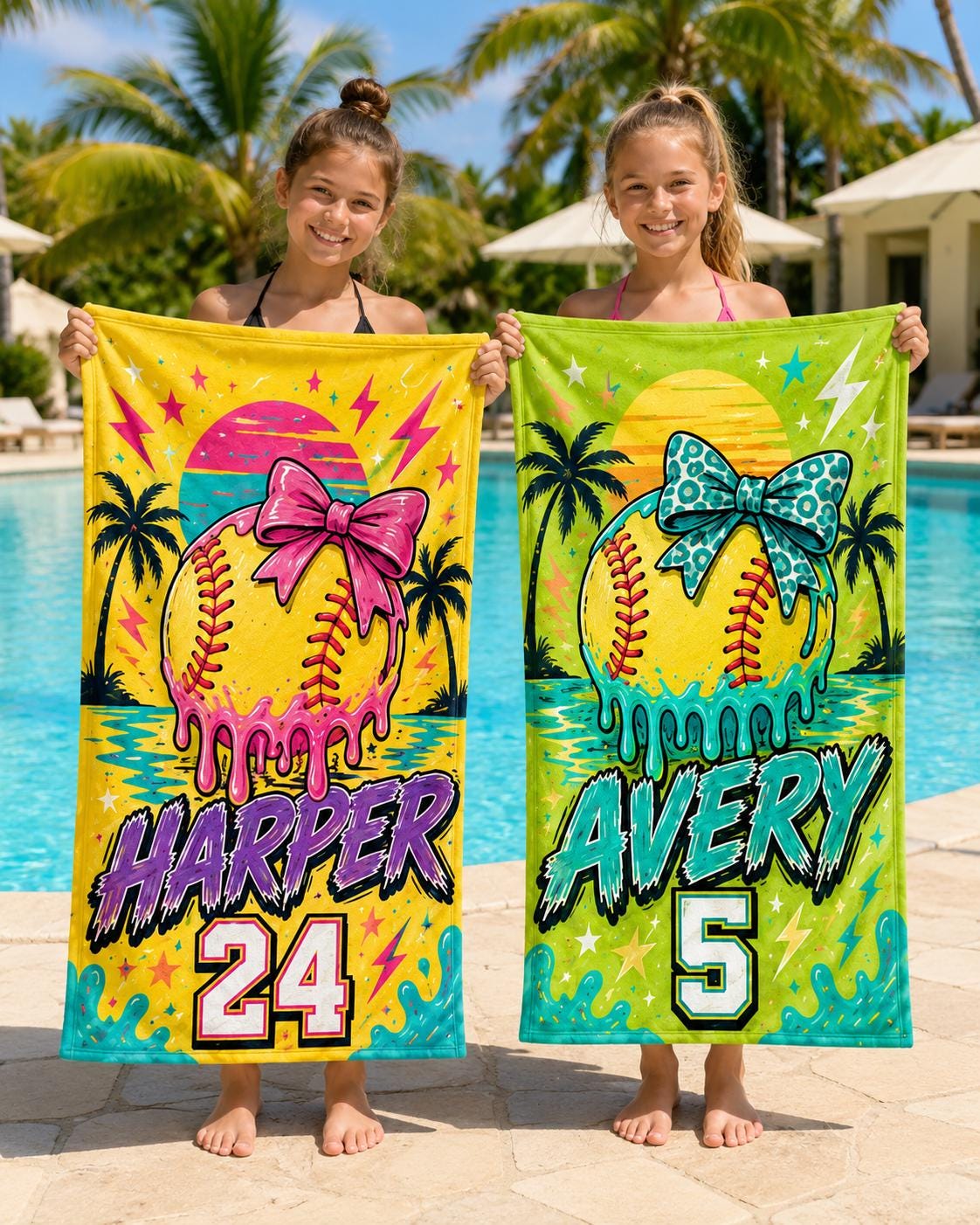 Personalized Softball Beach Towel, Custom Name Sports Pool Towel - product image 7