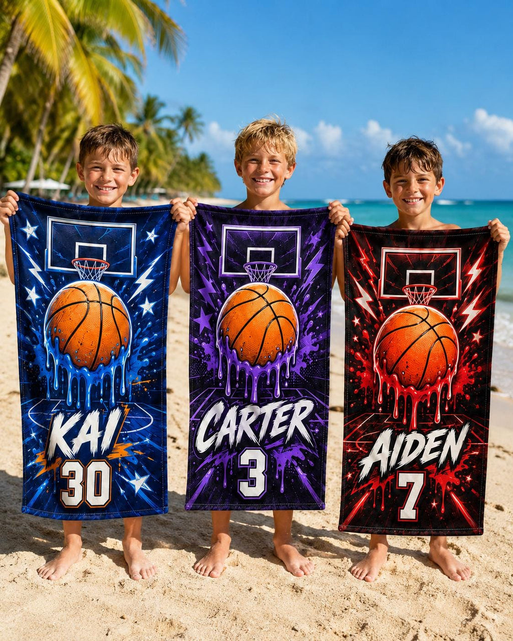 Personalized Basketball Beach Towel, Custom Name Sports Pool Towel - product image 9