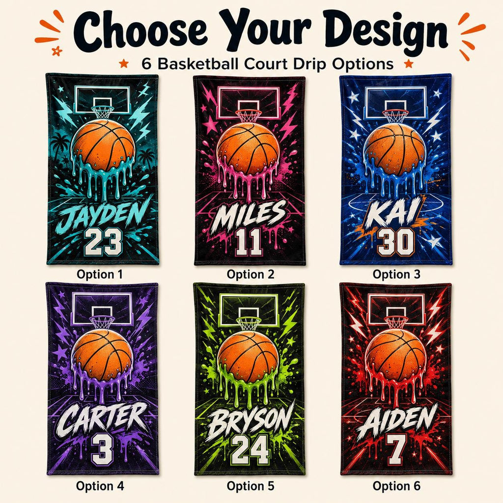 Personalized Basketball Beach Towel, Custom Name Sports Pool Towel - product image 2