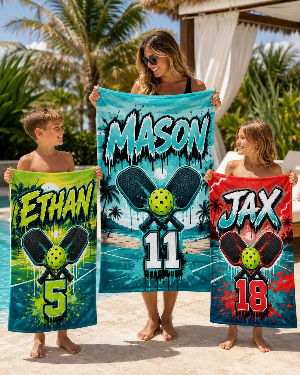 Personalized Pickleball Beach Towel, Custom Name Sports Pool Towel - product image 10