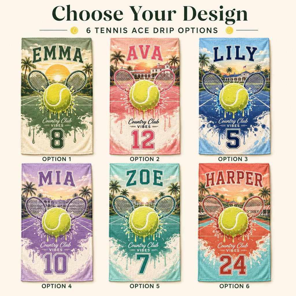 Personalized Tennis Beach Towel, Custom Name Sports Pool Towel - product image 2