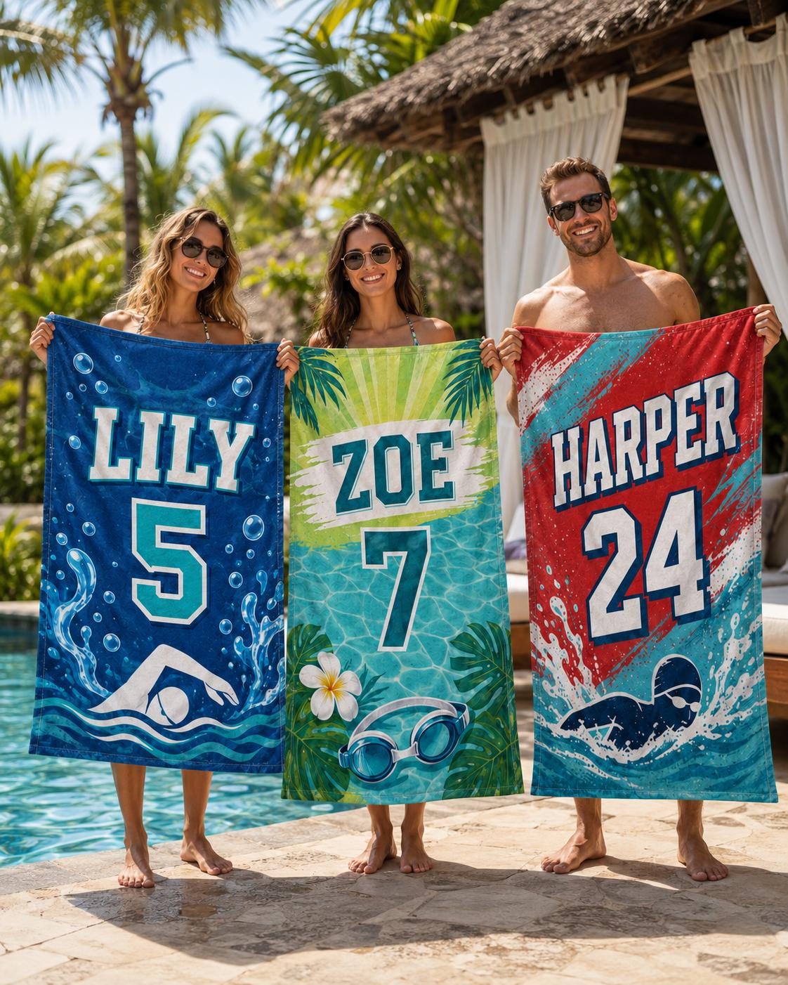 Personalized Beach Towel, Custom Name Pool Towel, Quick-Dry Plush (30x60 in) - product image 6