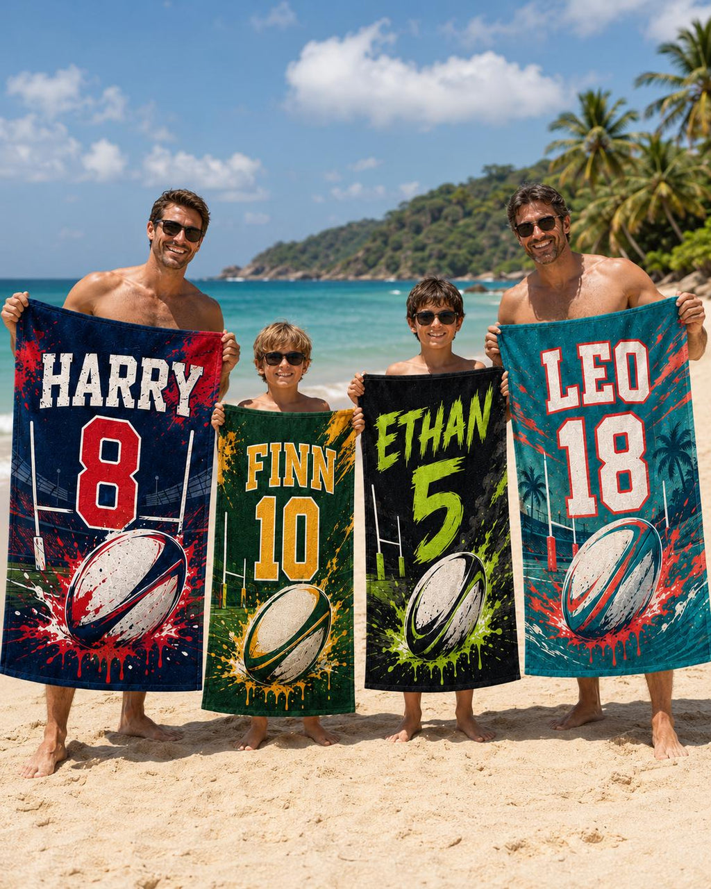 Personalized Rugby Jersey Beach Towel, Custom Name Sports Pool Towel - product image 6