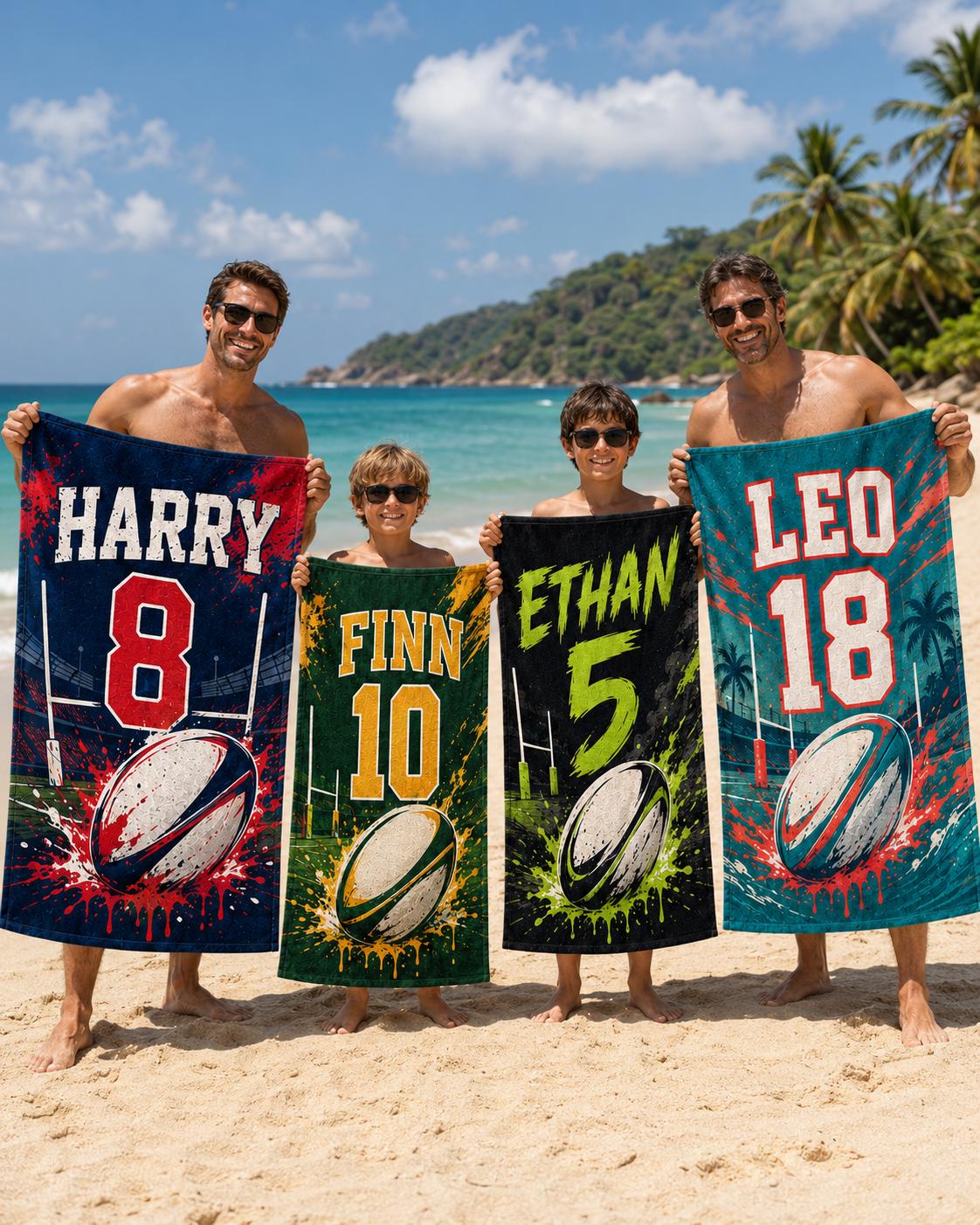 Personalized Rugby Jersey Beach Towel, Custom Name Sports Pool Towel - product image 6