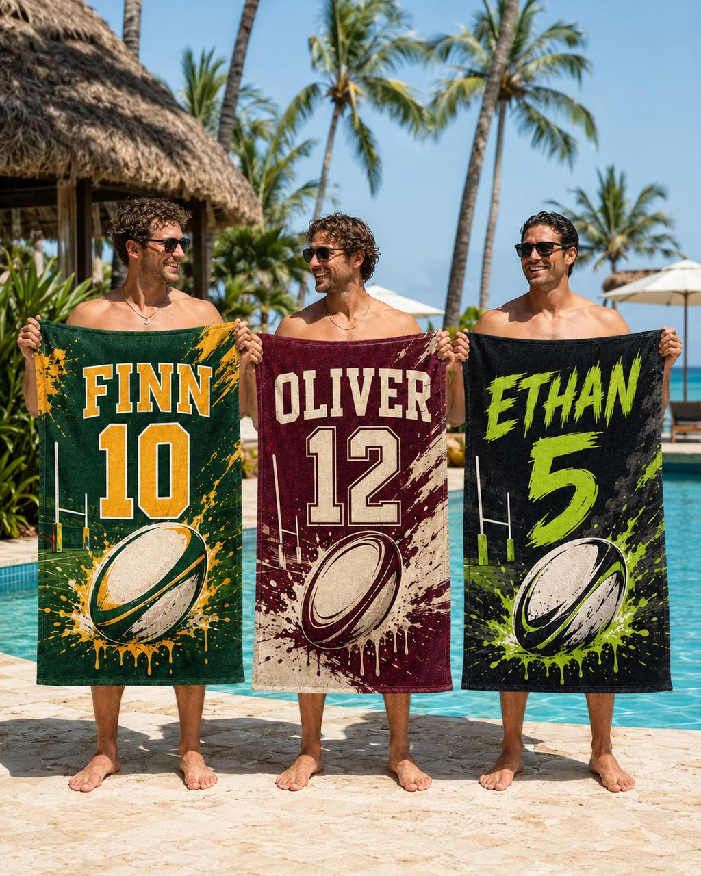 Personalized Rugby Jersey Beach Towel, Custom Name Sports Pool Towel - product image 7