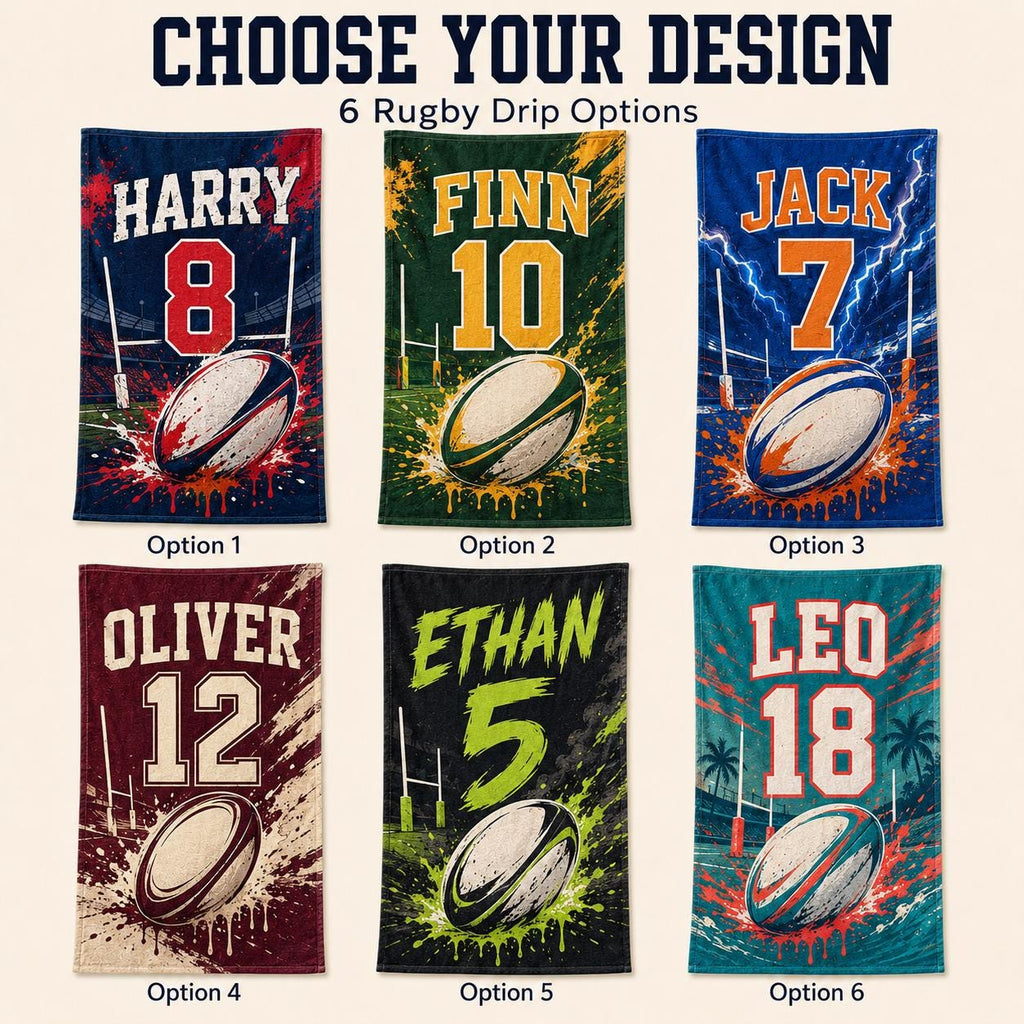 Personalized Rugby Jersey Beach Towel, Custom Name Sports Pool Towel - product image 2