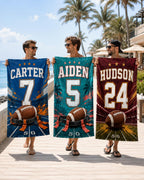 Personalized Football Jersey Beach Towel – Custom Name Pool Towel – product photo 5