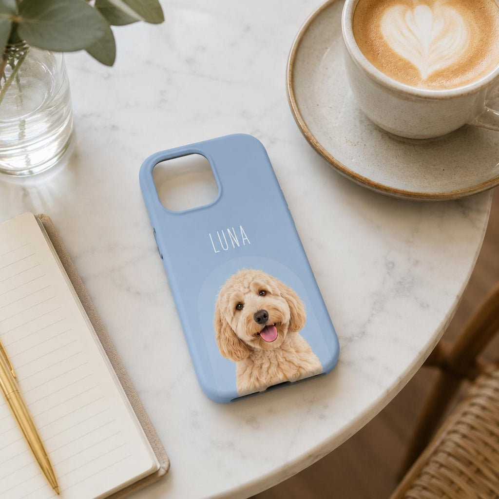 Custom Pet Portrait Phone Case, Personalized Dog Phone Case, Custom Cat iPhone Case, Pet Photo Case, Dog Mom Gift, Minimal Pastel Phone Case
