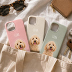 Custom Pet Portrait Phone Case, Personalized Dog Phone Case, Custom Cat iPhone Case, Pet Photo Case, Dog Mom Gift, Minimal Pastel Phone Case