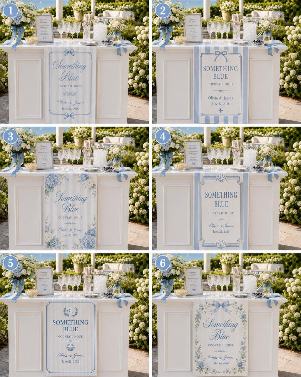 Something Blue Wedding Bar Runner, Satin Cocktail Hour Banner, Custom Reception Decor - product image 2