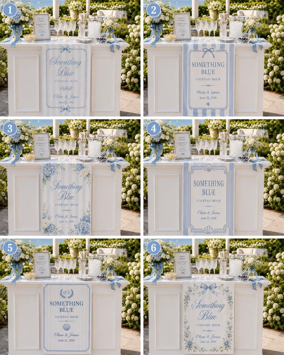 Something Blue Wedding Bar Runner, Satin Cocktail Hour Banner, Custom Reception Decor - product image 2
