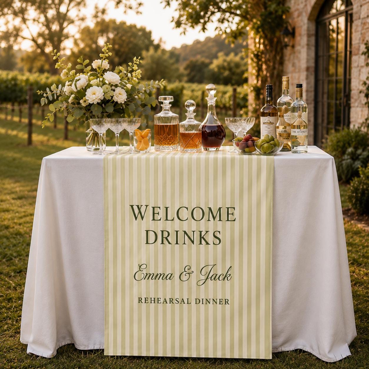 Rehearsal Dinner Table Runner, Personalized Wedding Weekend Bar Sign, Custom Night Before Drinks Decor - product image 4