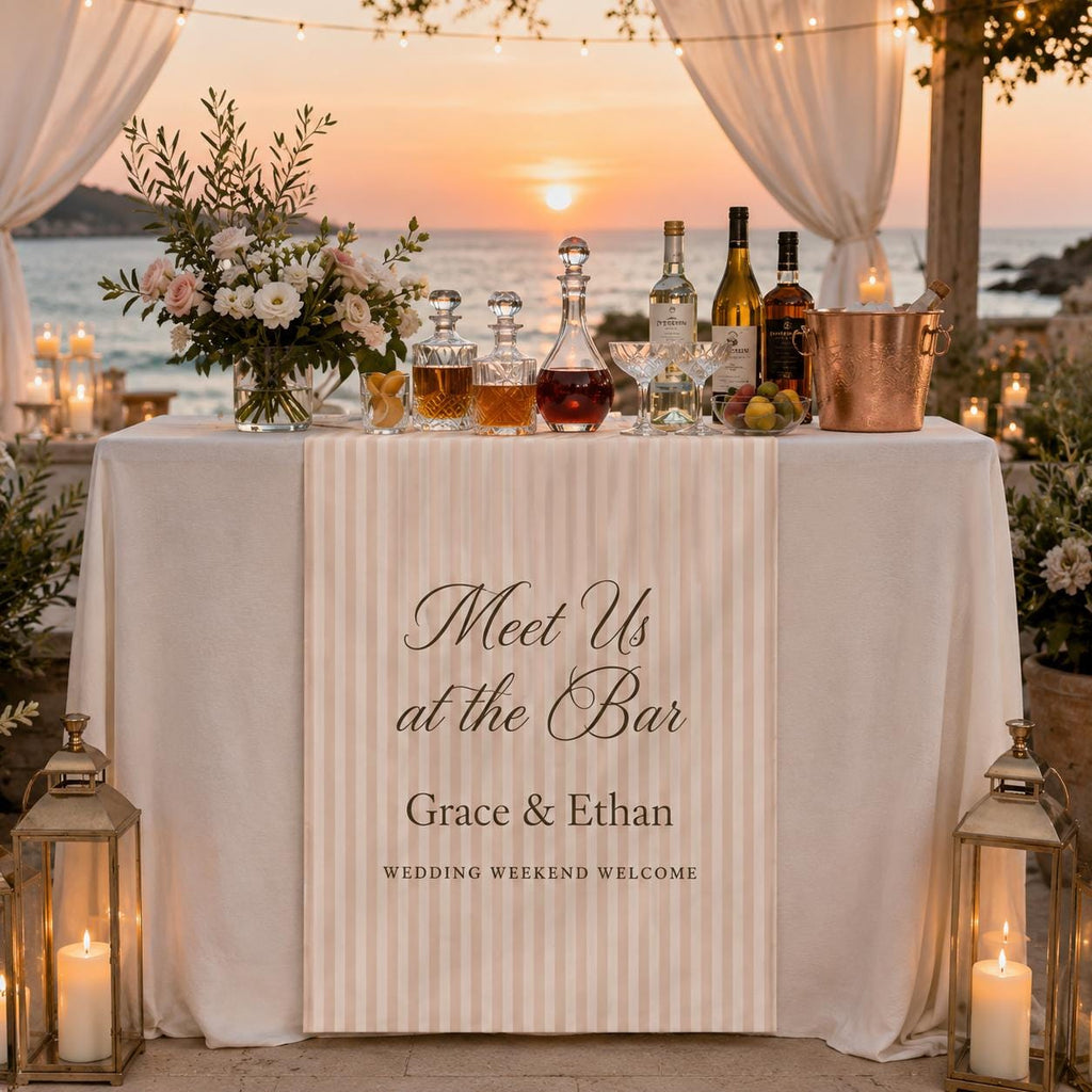 Rehearsal Dinner Table Runner, Personalized Wedding Weekend Bar Sign, Custom Night Before Drinks Decor - product image 7