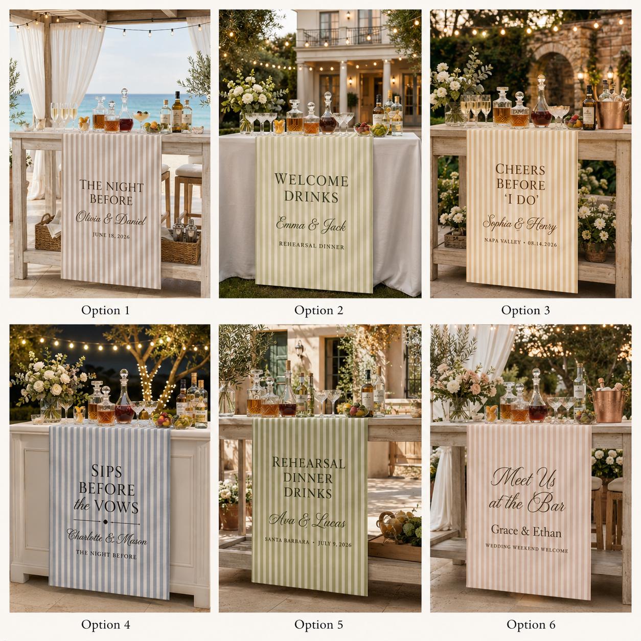 Rehearsal Dinner Table Runner, Personalized Wedding Weekend Bar Sign, Custom Night Before Drinks Decor - product image 2
