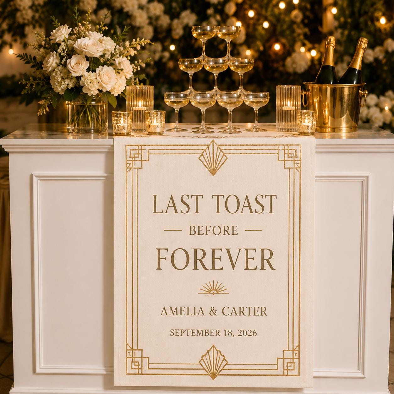 Personalized Wedding Bar Sign, Satin Cocktail Banner, Custom Reception Decor - product image 4
