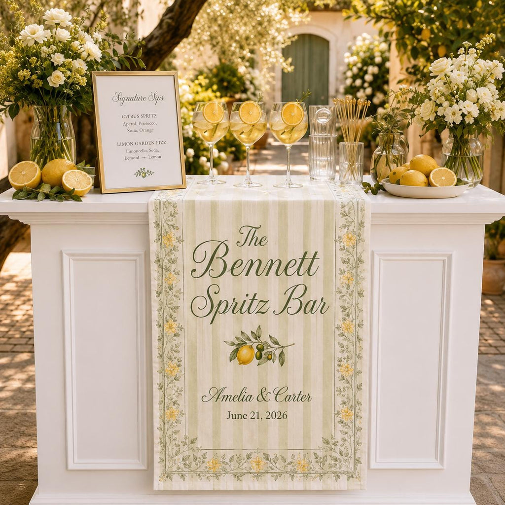 Personalized Lemon Spritz Bar Wedding Fabric Banner, Custom Summer Cocktail Decor - product image 8