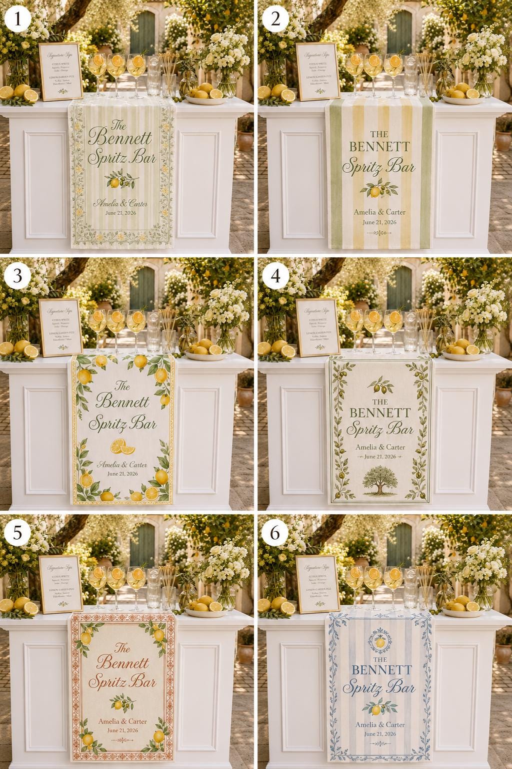 Personalized Lemon Spritz Bar Wedding Fabric Banner, Custom Summer Cocktail Decor - product image 2