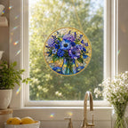 Blue Wildflower Stained Glass Suncatcher – product photo 8