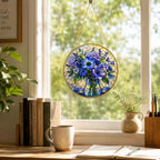 Blue Wildflower Stained Glass Suncatcher – product photo 4