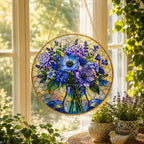 Blue Wildflower Stained Glass Suncatcher – product photo 6
