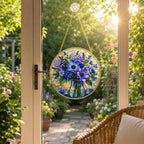 Blue Wildflower Stained Glass Suncatcher – product photo 9