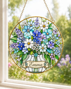 Personalized Wildflower Stained Glass Suncatcher – product photo 8