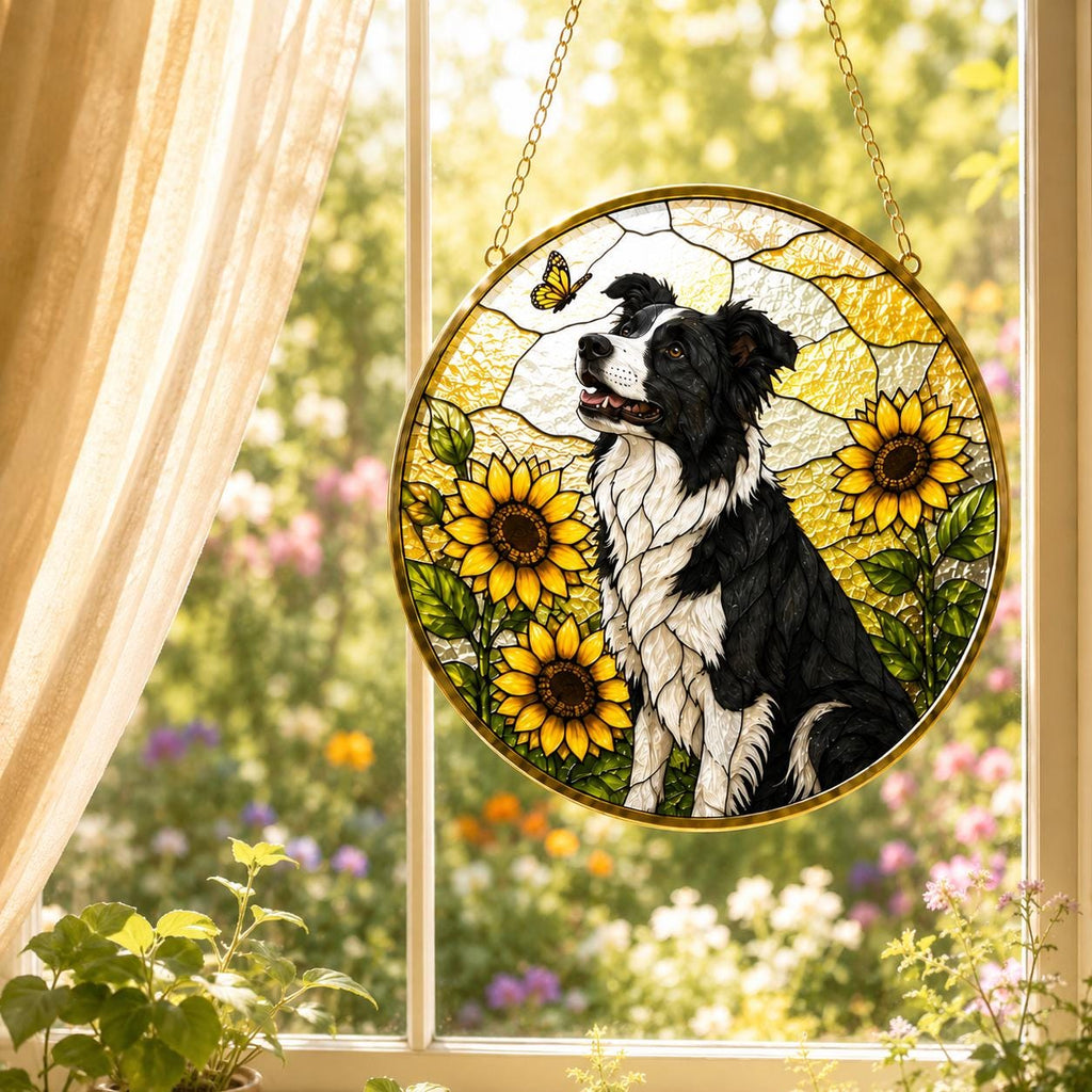 Custom Dog Photo Stained Glass Suncatcher, Personalized Pet Portrait Window Hanging Decor - product image 4