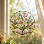 Custom Floral Book Suncatcher: Acrylic Window Art Decor