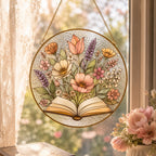 Custom Floral Book Suncatcher: Acrylic Window Art Decor