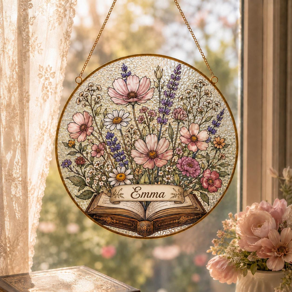 Custom Floral Book Suncatcher: Acrylic Window Art Decor - product image 3