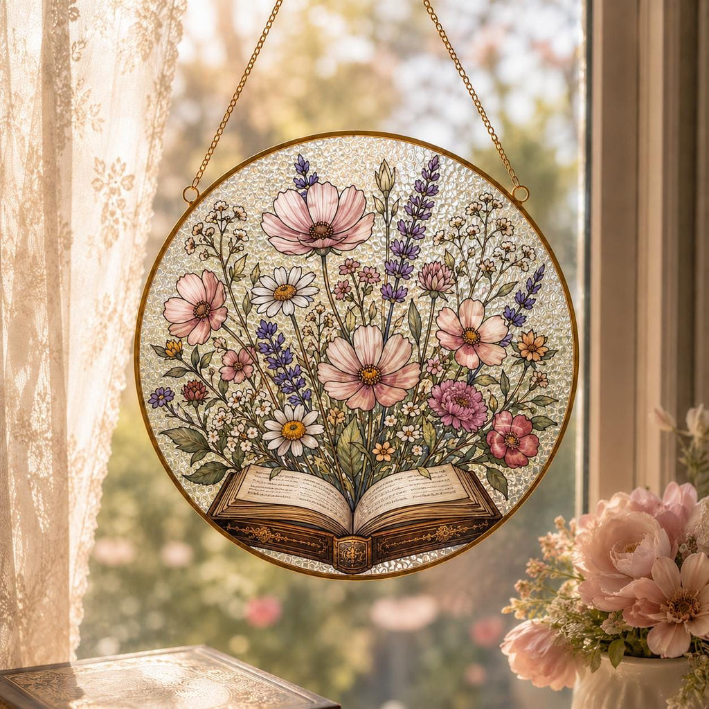 Custom Floral Book Suncatcher: Acrylic Window Art Decor - product image 4