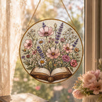 Custom Floral Book Suncatcher: Acrylic Window Art Decor