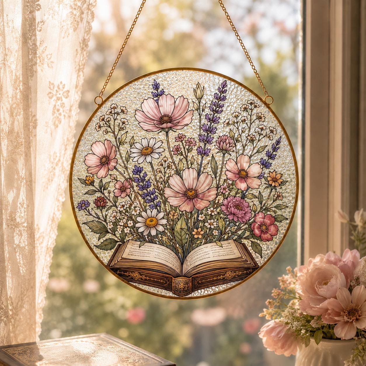 Custom Floral Book Suncatcher: Acrylic Window Art Decor - product image 4