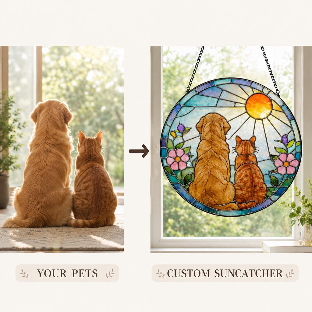 Custom Dog Cat Suncatcher, Stained Glass Pet Ornament, Mom Gift - product image 5