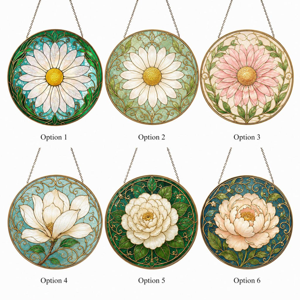 Daisy Glass Suncatcher, Radiant Flower Window Hanging, Sunshine Bloom Art, Nature Decor - product image 2