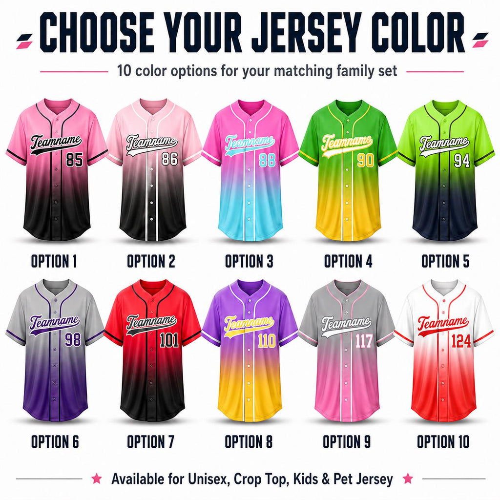 Custom Baseball Jersey, Personalized Team Name Shirt, Gradient Sports Outfit, Family Game Day Apparel - product image 2