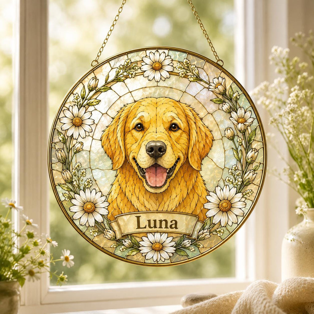 Custom Pet Portrait Glass Suncatcher, Dog Memorial Gift - product image 5