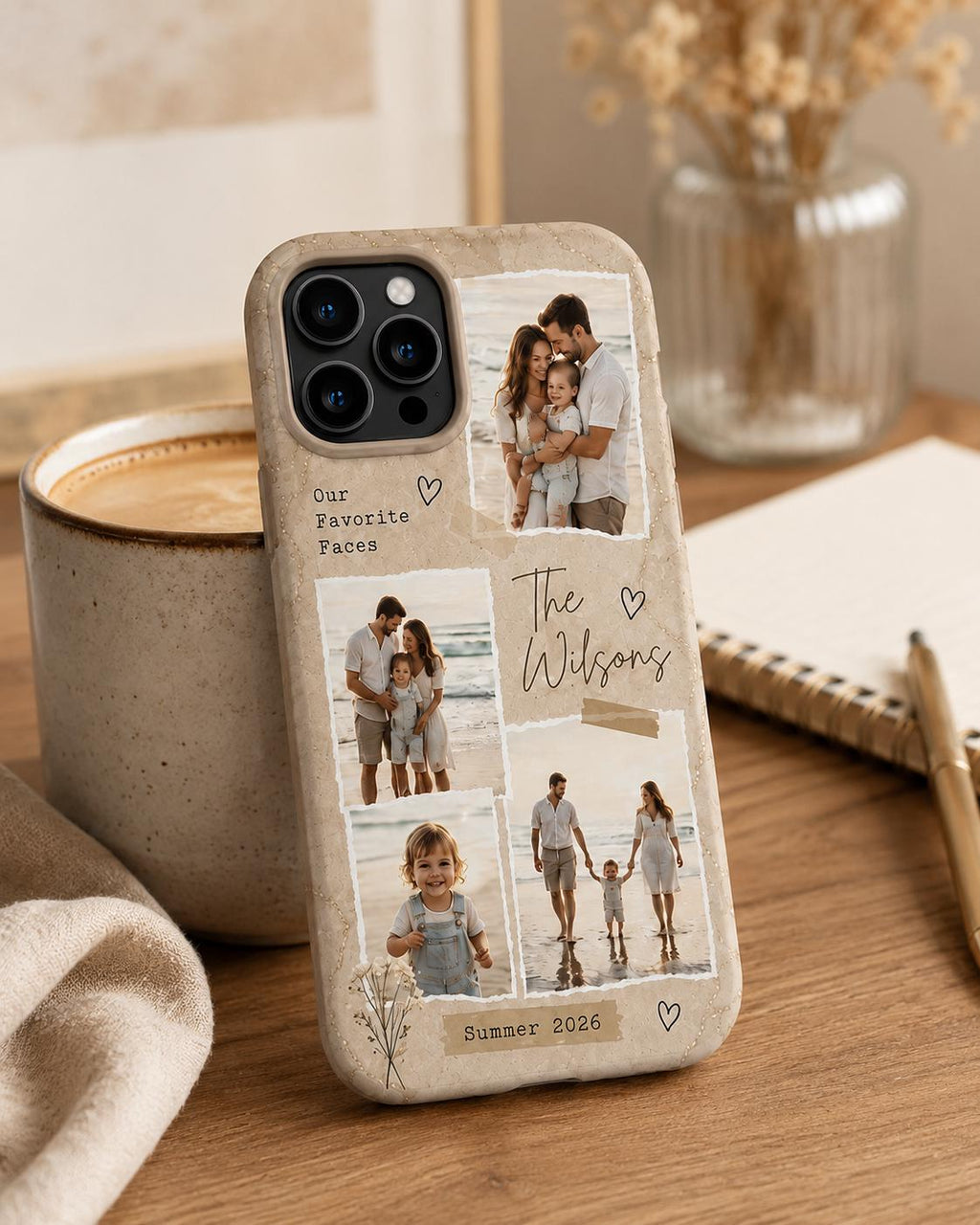 Personalized Family Photo Phone Case, Custom Photo Collage Case, Summer Memories Gift For Mom