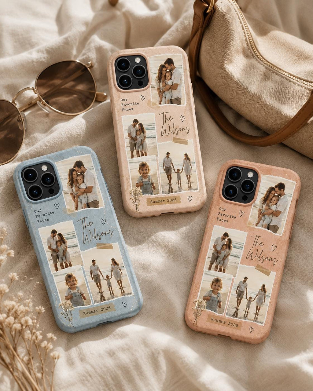 Personalized Family Photo Phone Case, Custom Photo Collage Case, Summer Memories Gift For Mom