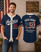 America Anniversary Baseball Jersey, Personalized Patriotic Game Day Shirt – product photo 9