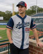 America Anniversary Baseball Jersey, Personalized Patriotic Game Day Shirt – main product view