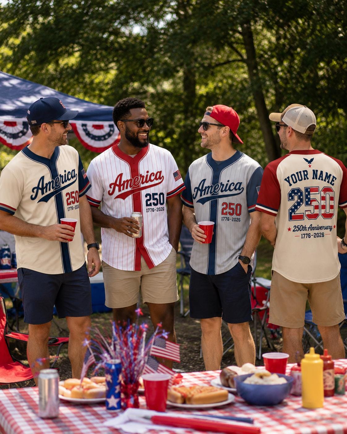 America Anniversary Baseball Jersey, Personalized Patriotic Game Day Shirt - product image 2