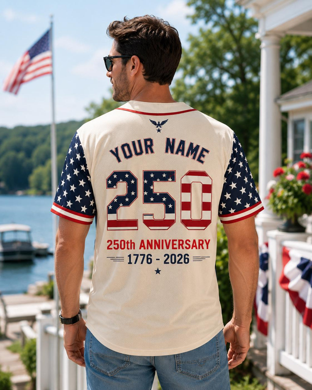America Anniversary Baseball Jersey, Custom Patriotic USA Game Day Shirt - product image 8